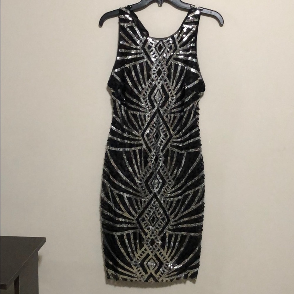 formal black and silver dress